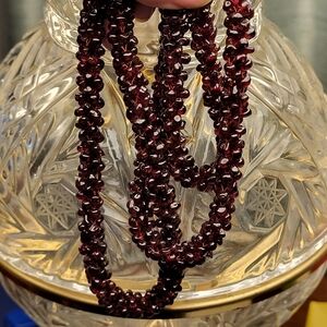Genuine Garnet Beaded Cluster Necklace